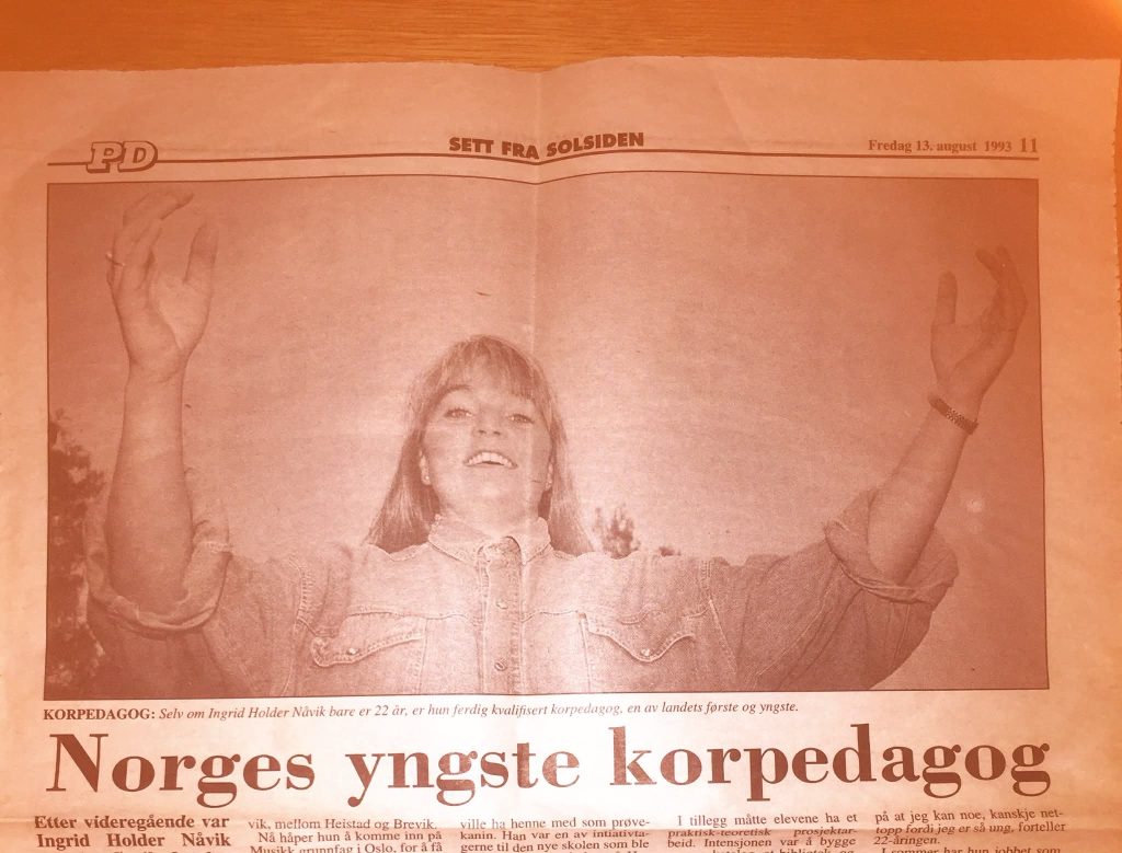 Avisutklipp av Ingrid som Norges yngste korpedagog